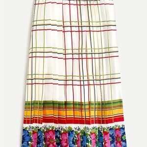 J Crew Colorful Pleated Plaid Floral Skirt